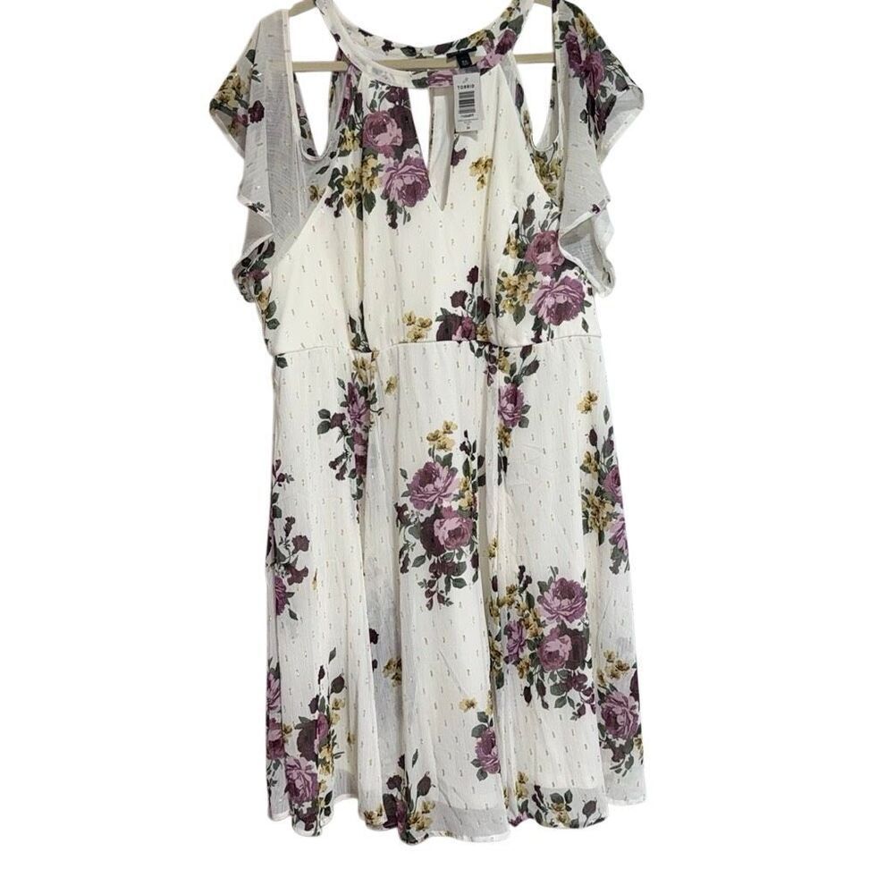Torrid NWT Floral Chiffon Special Occasion Dress Goddess Neck Lined Guestwear 24